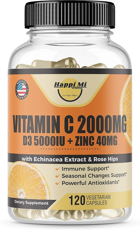 HAPPI MI NUTRITION - Happi Mi Nutrition Vitamin C 2000Mg. Zinc 40Mg. Vitamin D3 5000 IU 120 Capsulas - The Red Vitamin MX - Suplementos Alimenticios - {{ shop.shopifyCountryName }}