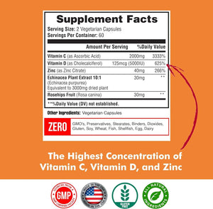 HAPPI MI NUTRITION - Happi Mi Nutrition Vitamin C 2000Mg. Zinc 40Mg. Vitamin D3 5000 IU 120 Capsulas - The Red Vitamin MX - Suplementos Alimenticios - {{ shop.shopifyCountryName }}