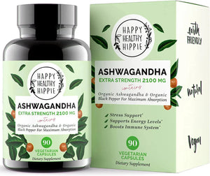 HAPPY HEALTHY HIPPIE - Happy Healthy Hippie Organic Ashwagandha 2100Mg. 90 Capsulas - The Red Vitamin MX - Suplementos Alimenticios - {{ shop.shopifyCountryName }}