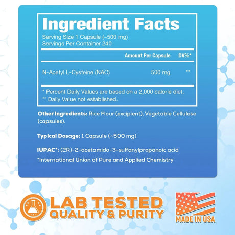 HARVEST NATURALS - Harvest Naturals N-Acetyl L-Cysteine NAC 500Mg. 240 Capsulas - The Red Vitamin MX - Suplementos Alimenticios - {{ shop.shopifyCountryName }}