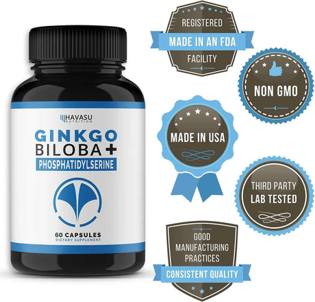 HAVA - HAVASU NUTRITION Ginkgo Biloba Non-GMO 120Mg. 60 Capsulas - The Red Vitamin MX - Suplementos Alimenticios - {{ shop.shopifyCountryName }}