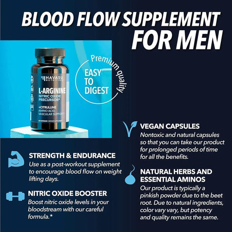 HAVASU NUTRITION - Havasu Nutrition L Arginine Nitric Oxide 60 Capsulas - The Red Vitamin MX - Suplementos Alimenticios - {{ shop.shopifyCountryName }}