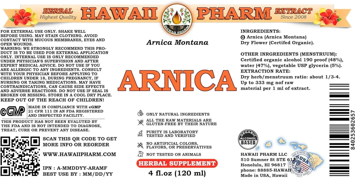 HAWAIIPHARM - Hawaii Pharm Arnica Liquid Extract 4 Fl.Oz. - The Red Vitamin MX - Suplementos Alimenticios - {{ shop.shopifyCountryName }}