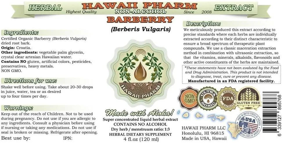 HAWAIIPHARM - Hawaii Pharm Barberry Alcohol-Free Liquid Extract 2 Fl.Oz. 2 Pack - The Red Vitamin MX - Suplementos Alimenticios - {{ shop.shopifyCountryName }}