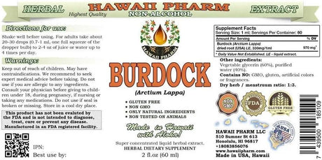 HAWAIIPHARM - Hawaii Pharm Burdock Alcohol-Free Liquid Extract 2 Fl.Oz. 2 Pack - The Red Vitamin MX - Suplementos Alimenticios - {{ shop.shopifyCountryName }}