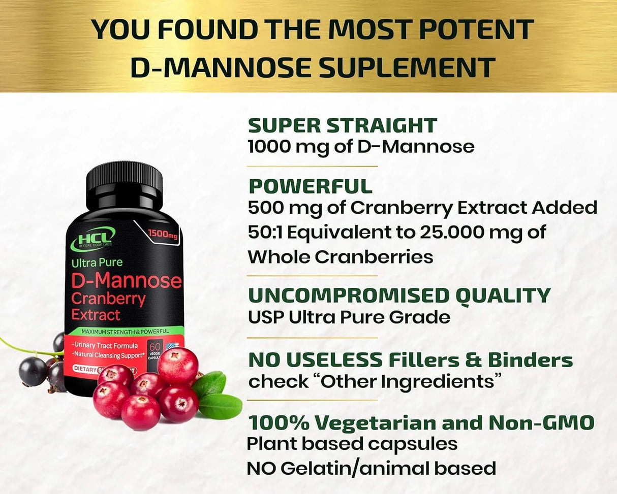 HCL - HCL Mannose with Cranberry Extract 60 Capsulas - The Red Vitamin MX - Suplementos Alimenticios - {{ shop.shopifyCountryName }}