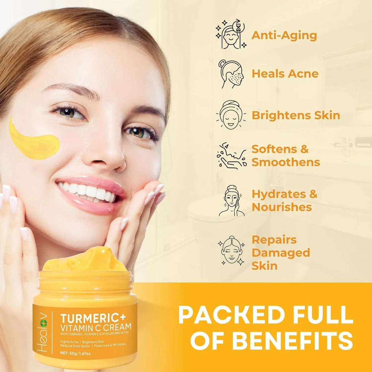 HEALOV - Healov Turmeric Face Cream for Face & Body 50Gr. - The Red Vitamin MX - Cremas Corporales - {{ shop.shopifyCountryName }}