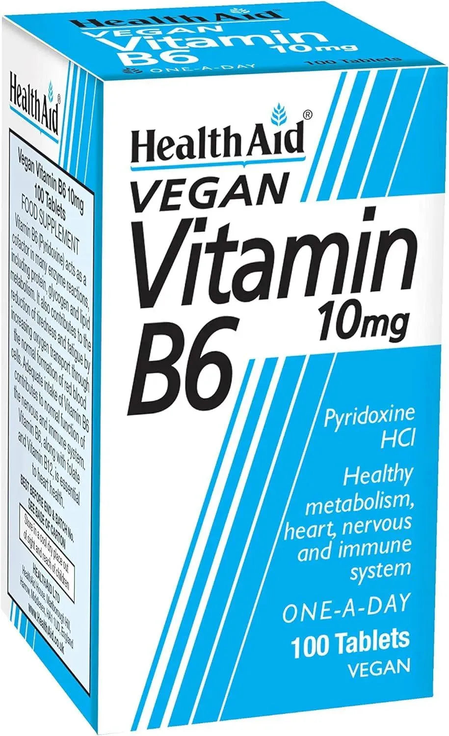 HEALTH AID - Health Aid Vitamin B6 10Mg. 100 Tabletas - The Red Vitamin MX - Suplementos Alimenticios - {{ shop.shopifyCountryName }}