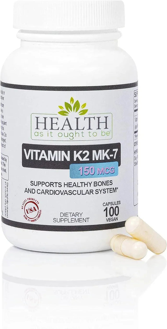 HEALTH AS IS OUGHT TO BE - Health As It Ought To Be Vitamin K2 MK-7 150mcg 100 Capsulas - The Red Vitamin MX - Suplementos Alimenticios - {{ shop.shopifyCountryName }}