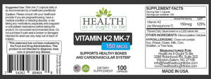 HEALTH AS IS OUGHT TO BE - Health As It Ought To Be Vitamin K2 MK-7 150mcg 100 Capsulas - The Red Vitamin MX - Suplementos Alimenticios - {{ shop.shopifyCountryName }}