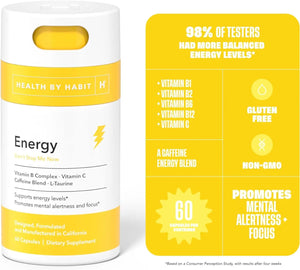 HEALTH BY HABIT - Health By Habit Energy Natual Caffeine Blend, Vitamins B & C 60 Capsulas 2 Pack - The Red Vitamin MX - Suplementos Alimenticios - {{ shop.shopifyCountryName }}