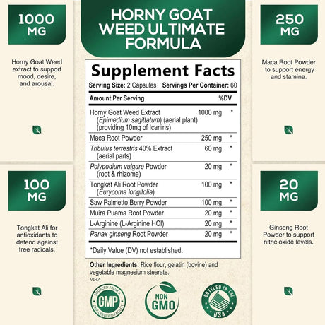 HEALTH NUTRITION NATURALS - Health Nutrition Naturals Extra Strength Horny Goat Extract 120 Capsulas - The Red Vitamin MX - Suplementos Alimenticios - {{ shop.shopifyCountryName }}