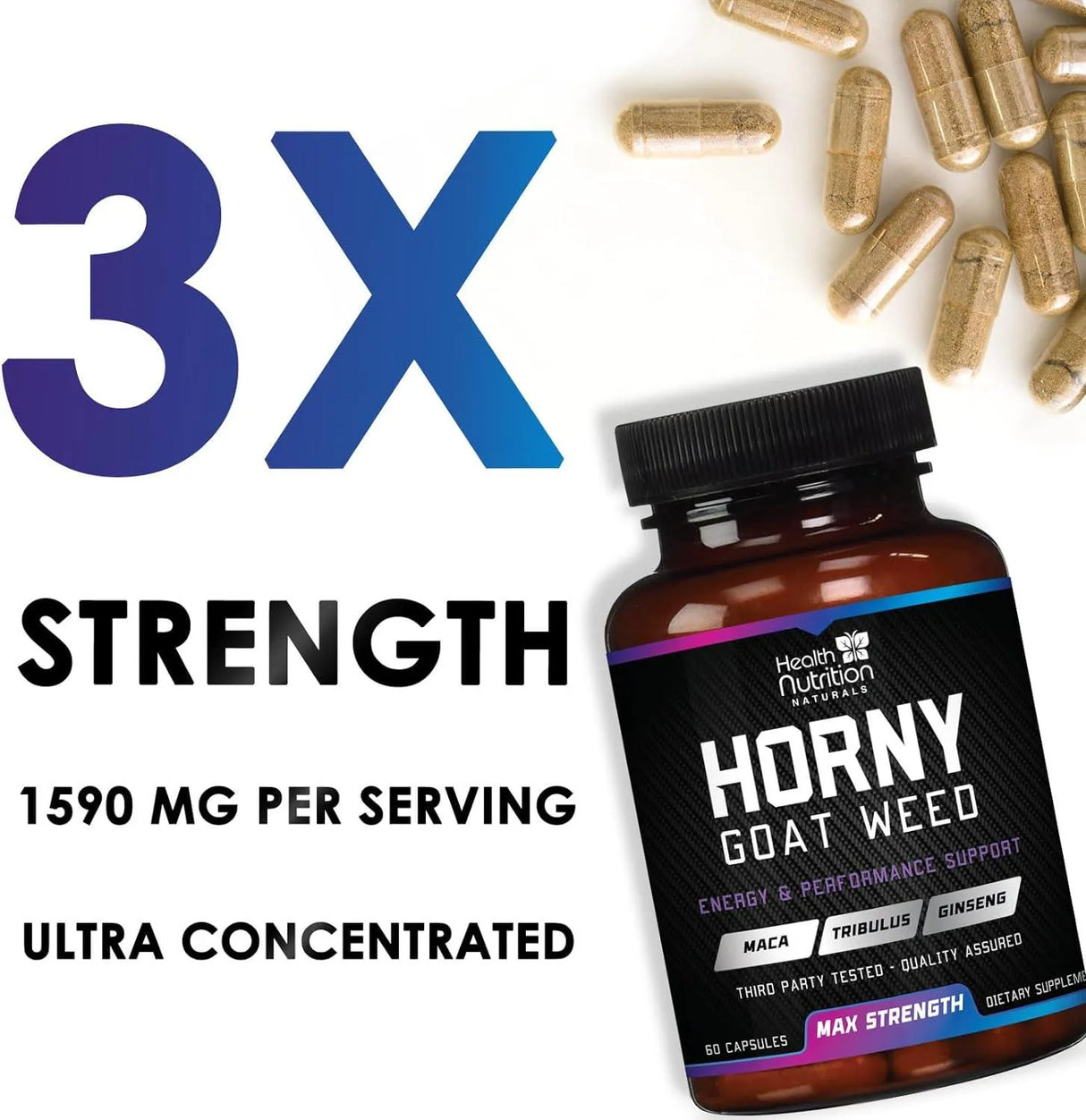 HEALTH NUTRITION NATURALS - Health Nutrition Naturals Extra Strength Horny Goat Extract 60 Capsulas - The Red Vitamin MX - Suplementos Alimenticios - {{ shop.shopifyCountryName }}