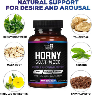 HEALTH NUTRITION NATURALS - Health Nutrition Naturals Extra Strength Horny Goat Extract 60 Capsulas - The Red Vitamin MX - Suplementos Alimenticios - {{ shop.shopifyCountryName }}