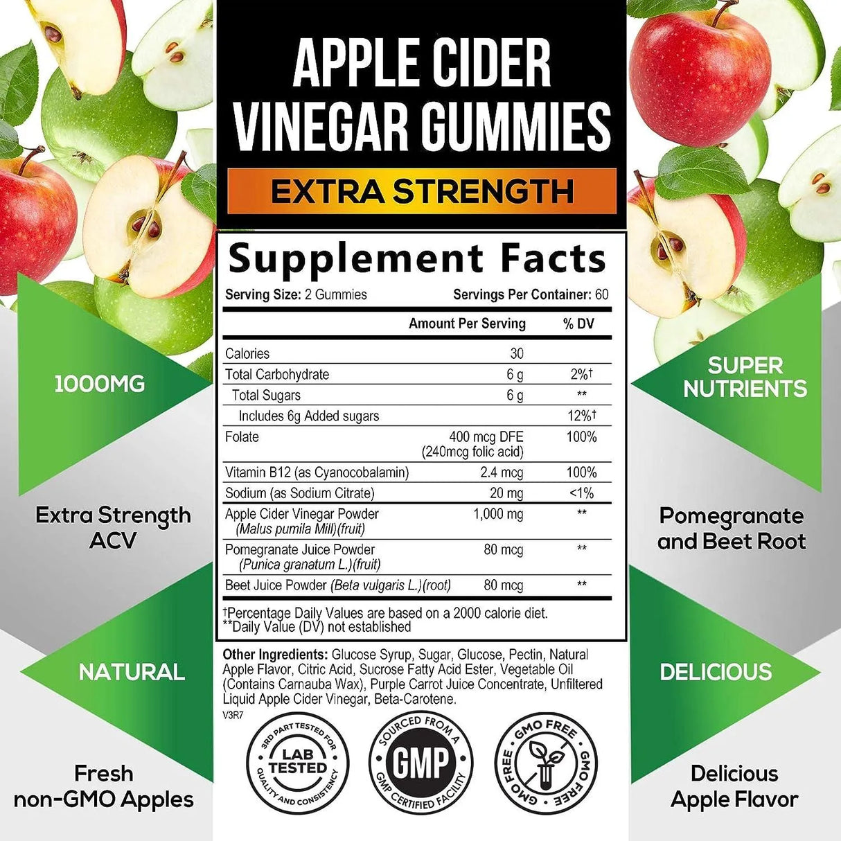 HEALTH NUTRITION NATURALS - Health Nutrition Naturals Vegan Apple Cider Vinegar Gummies 120 Gomitas - The Red Vitamin MX - Suplementos Alimenticios - {{ shop.shopifyCountryName }}