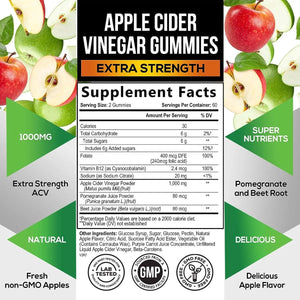 HEALTH NUTRITION NATURALS - Health Nutrition Naturals Vegan Apple Cider Vinegar Gummies 120 Gomitas - The Red Vitamin MX - Suplementos Alimenticios - {{ shop.shopifyCountryName }}