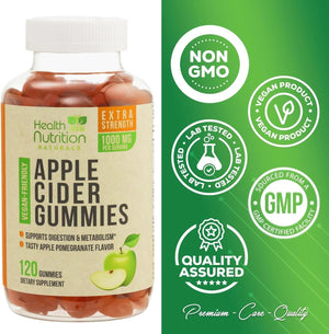 HEALTH NUTRITION NATURALS - Health Nutrition Naturals Vegan Apple Cider Vinegar Gummies 120 Gomitas - The Red Vitamin MX - Suplementos Alimenticios - {{ shop.shopifyCountryName }}