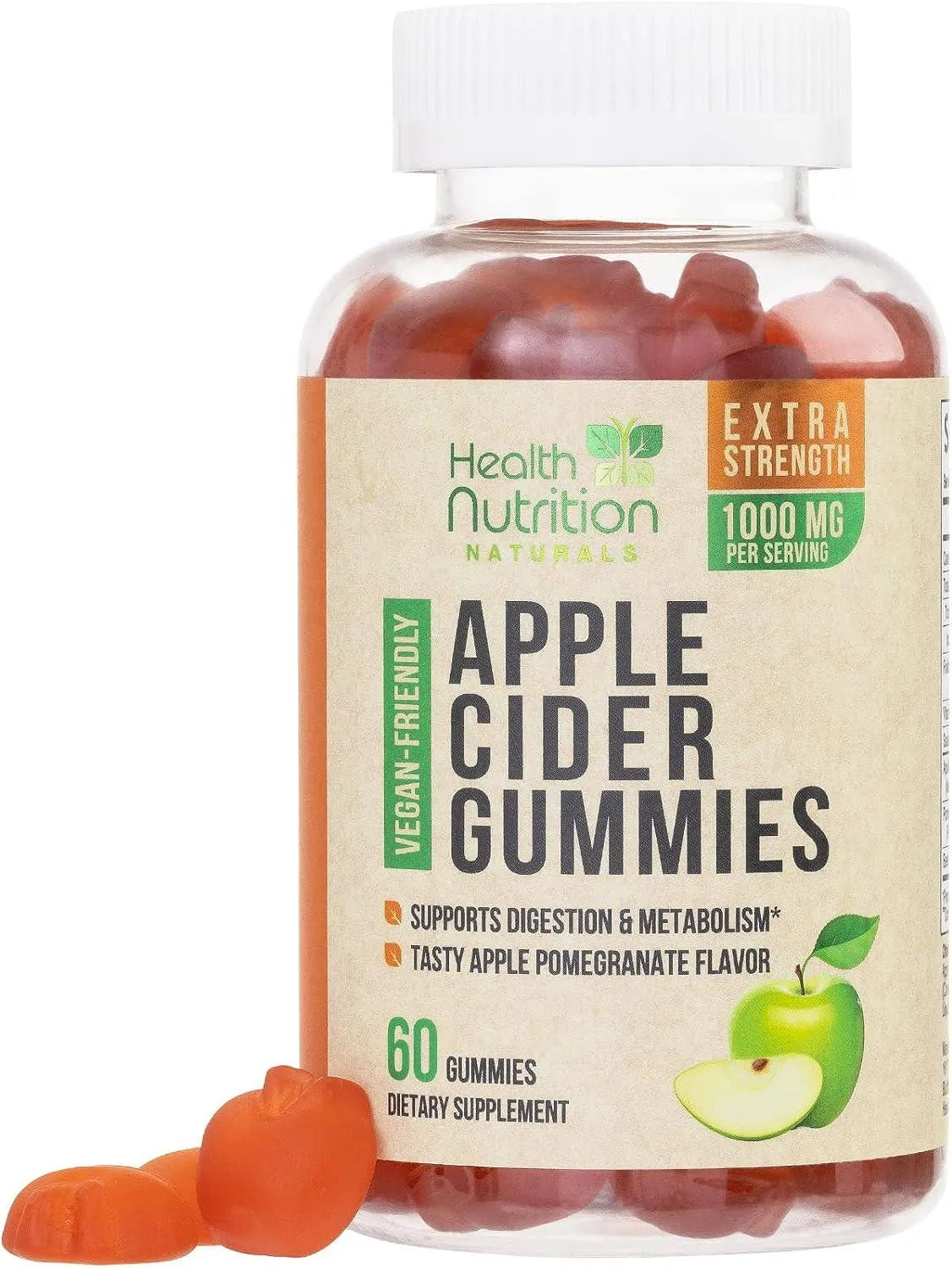 HEALTH NUTRITION NATURALS - Health Nutrition Naturals Vegan Apple Cider Vinegar Gummies 60 Gomitas - The Red Vitamin MX - Suplementos Alimenticios - {{ shop.shopifyCountryName }}