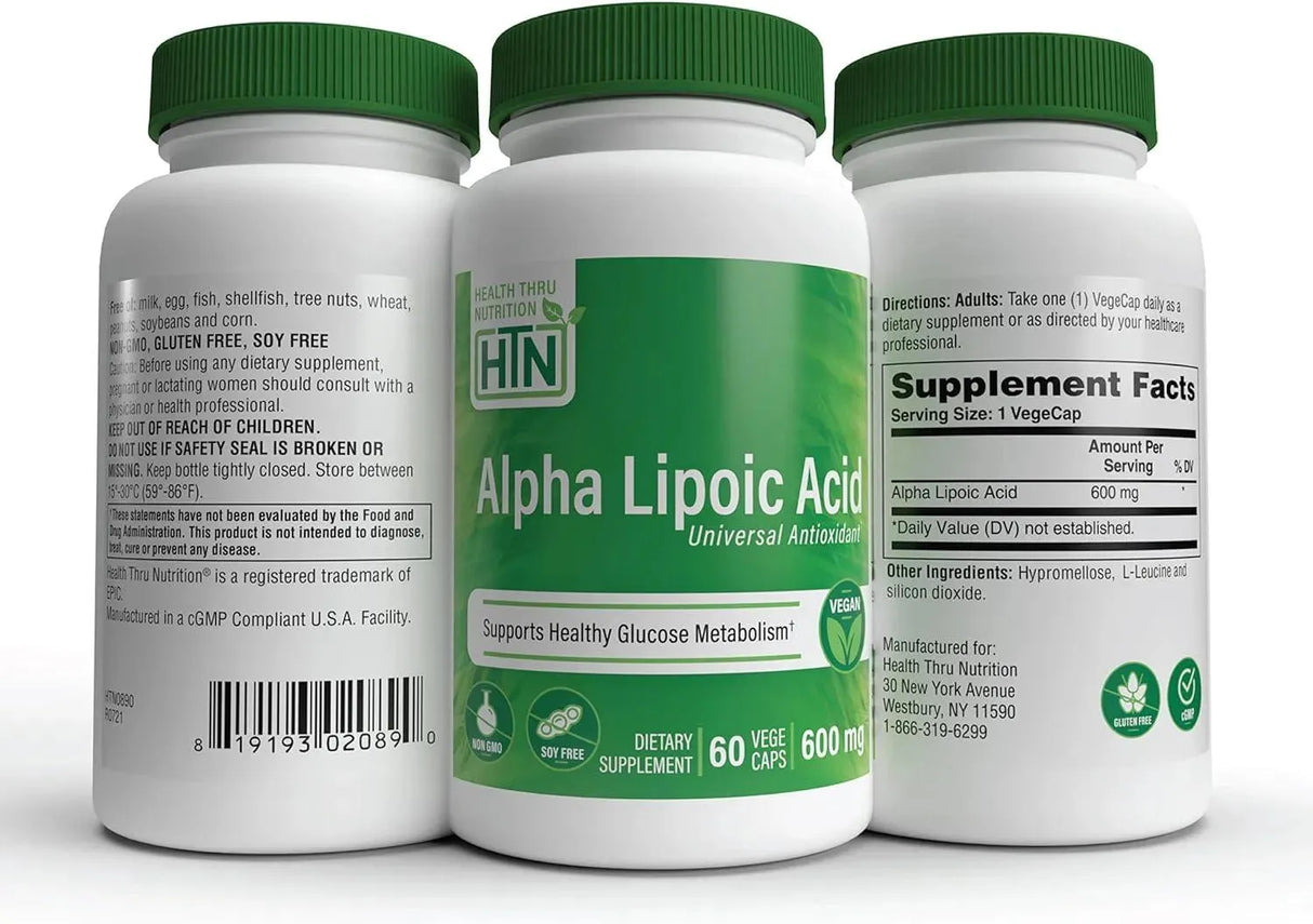 HEALTH THRU NUTRITION - Health Thru Nutrition Alpha Lipoic Acid 600Mg. 60 Capsulas - The Red Vitamin MX - Suplementos Alimenticios - {{ shop.shopifyCountryName }}