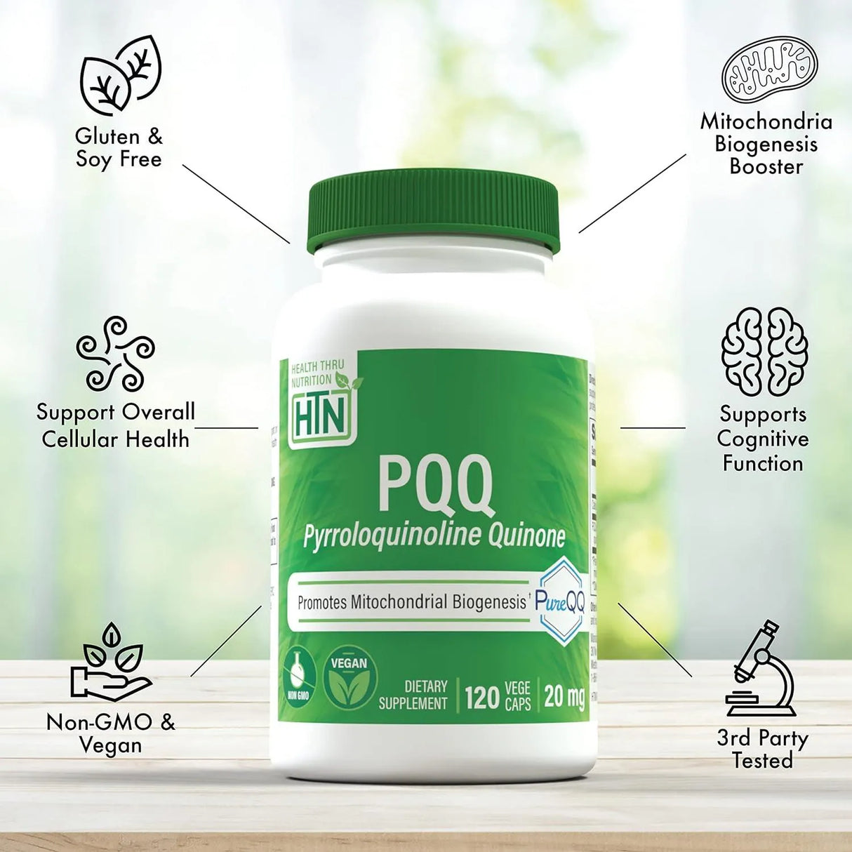 HEALTH THRU NUTRITION - Health Thru Nutrition PQQ Pyrroloquinoline Quinone 20Mg. 120 Capsulas - The Red Vitamin MX - Suplementos Alimenticios - {{ shop.shopifyCountryName }}