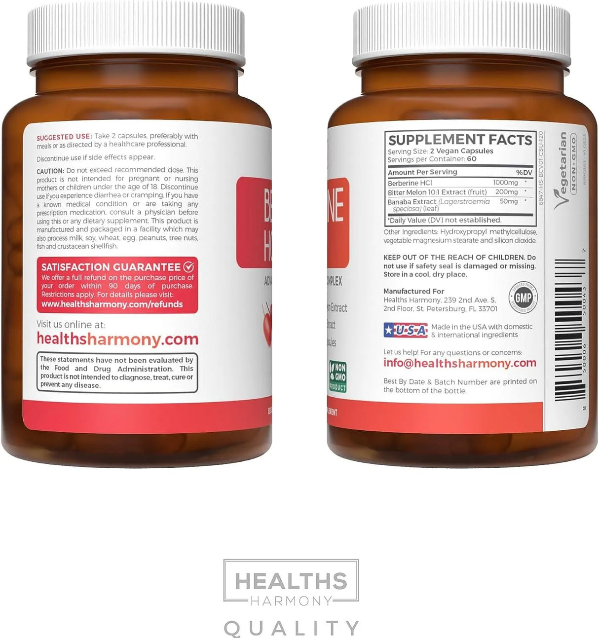 HEALTHS HARMONY - Healths Harmony Berberine HCL 500Mg. 120 Capsulas - The Red Vitamin MX - Suplementos Alimenticios - {{ shop.shopifyCountryName }}