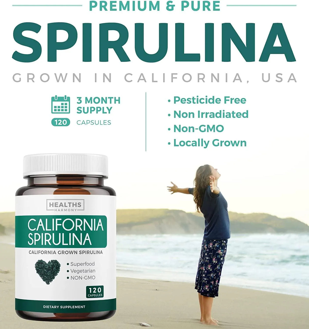 HEALTHS HARMONY - Healths Harmony California Spirulina 120 Capsulas - The Red Vitamin MX - Suplementos Alimenticios - {{ shop.shopifyCountryName }}