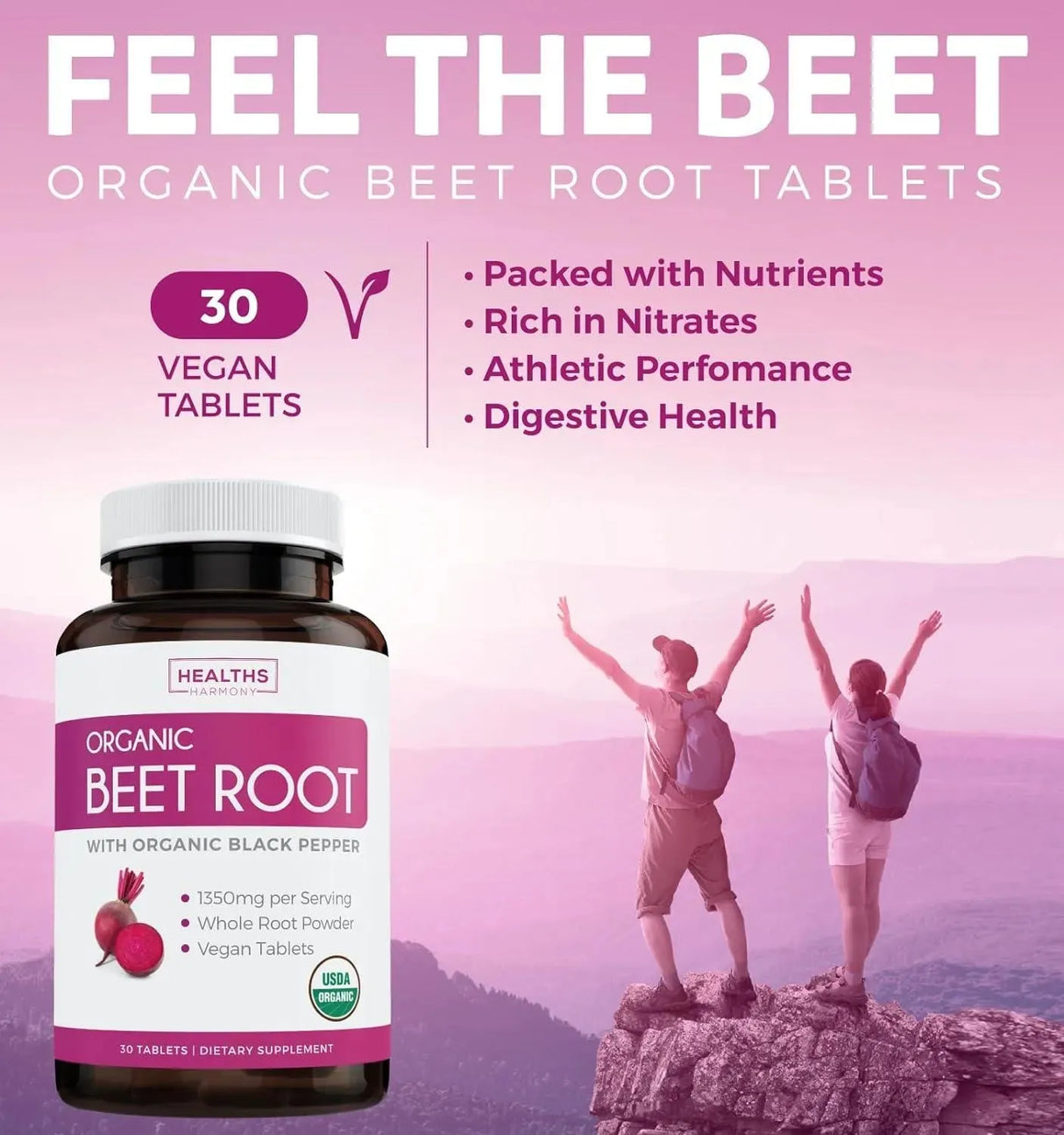 HEALTHS HARMONY - Healths Harmony Organic Beet Root Powder 30 Tabletas - The Red Vitamin MX - Suplementos Alimenticios - {{ shop.shopifyCountryName }}