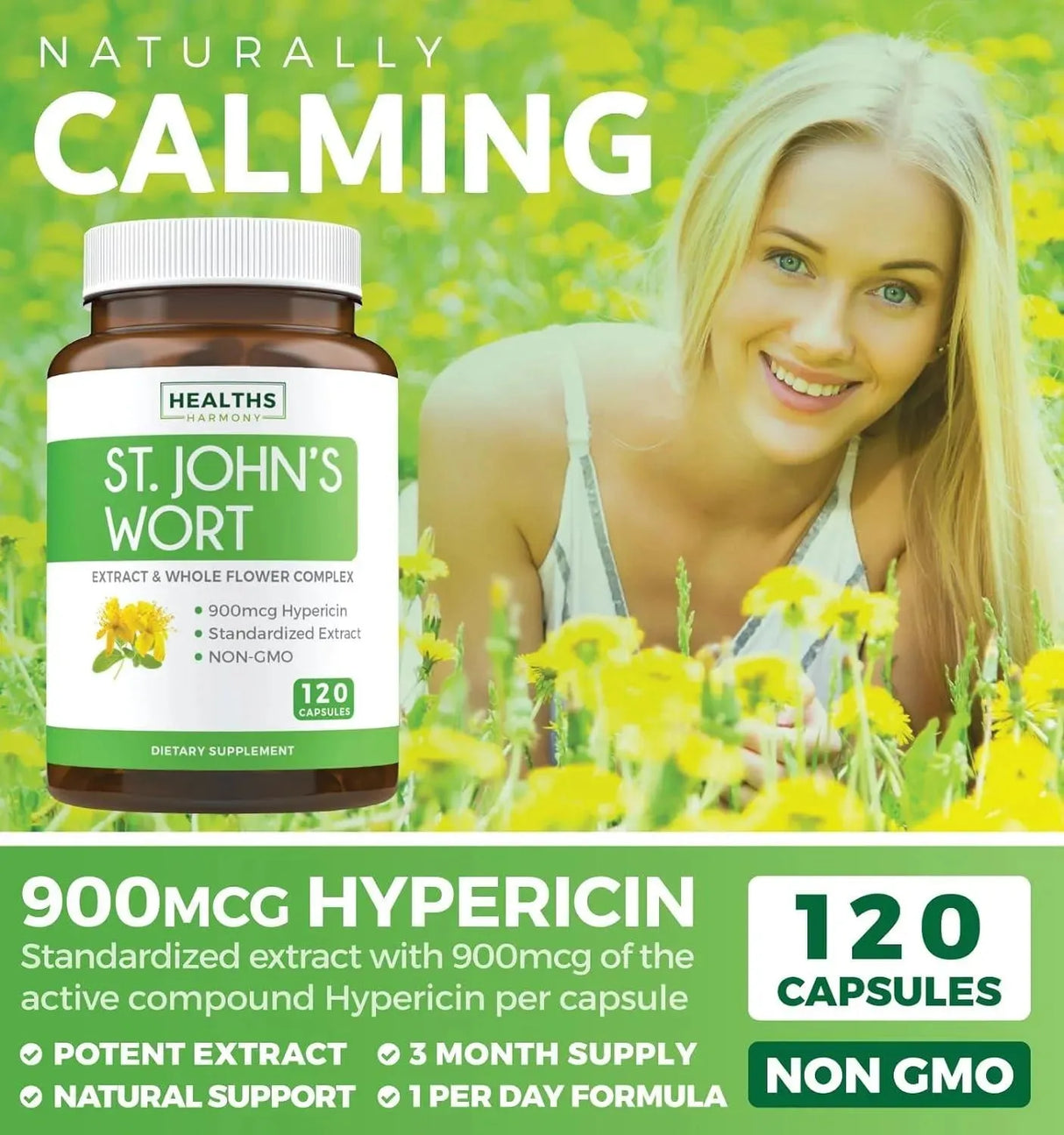 HEALTHS HARMONY - Healths Harmony St. John's Wort 900Mg. 120 Capsulas - The Red Vitamin MX - Suplementos Alimenticios - {{ shop.shopifyCountryName }}