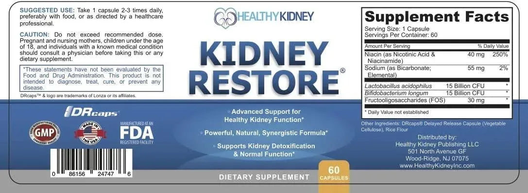 HEALTHY KIDNEY - Healthy Kidney Kidney Restore 60 Capsulas - The Red Vitamin MX - Suplementos Alimenticios - {{ shop.shopifyCountryName }}