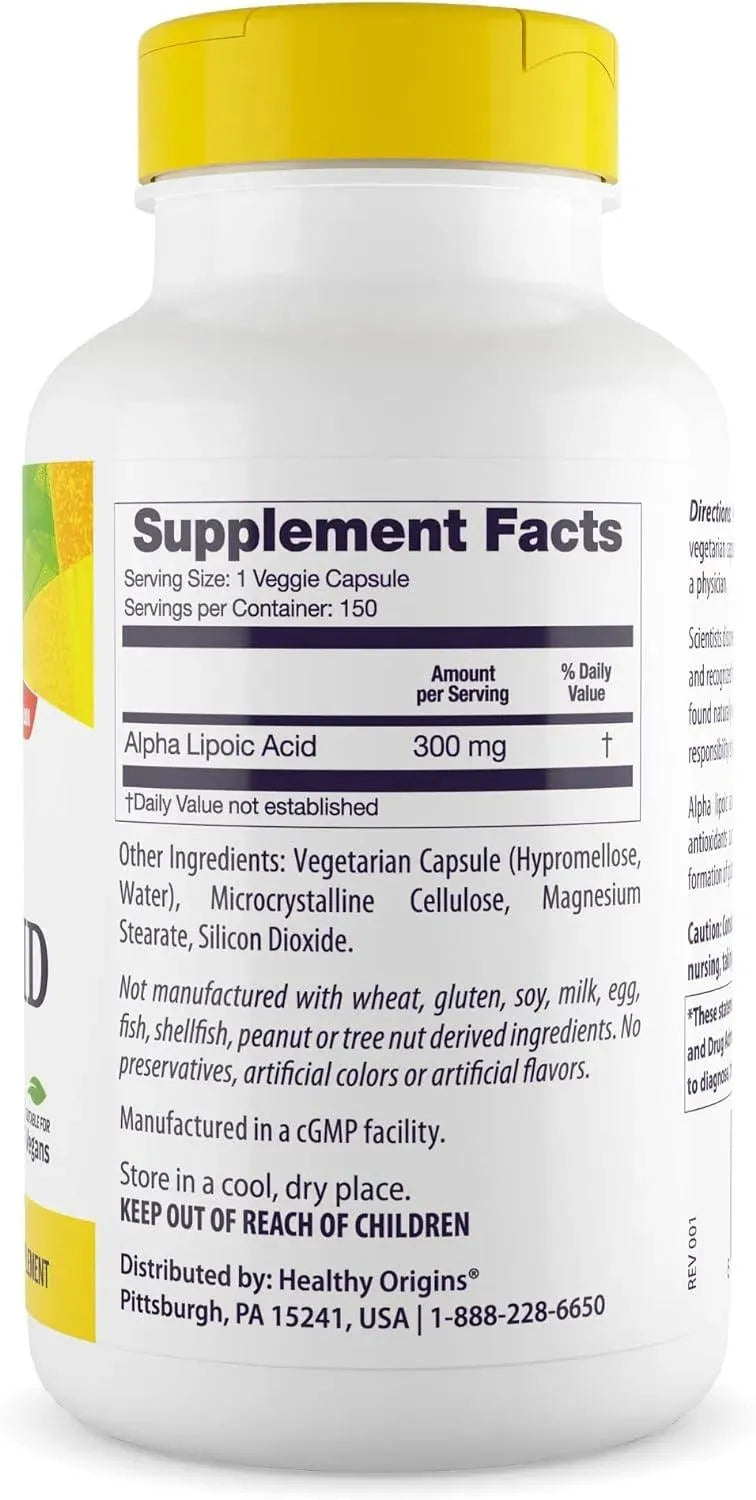 HEALTHY ORIGINS - Healthy Origins Alpha Lipoic Acid 300Mg. 150 Capsulas - The Red Vitamin MX - Suplementos Alimenticios - {{ shop.shopifyCountryName }}