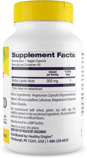 HEALTHY ORIGINS - Healthy Origins Alpha Lipoic Acid 300Mg. 60 Capsulas - The Red Vitamin MX - Suplementos Alimenticios - {{ shop.shopifyCountryName }}