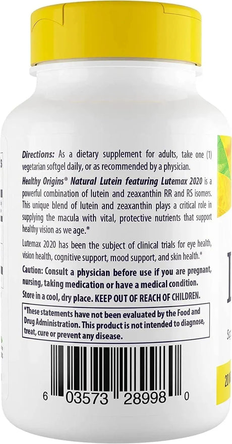 HEALTHY ORIGINS - Healthy Origins Lutein 20Mg. 180 Capsulas Blandas - The Red Vitamin MX - Suplementos Alimenticios - {{ shop.shopifyCountryName }}