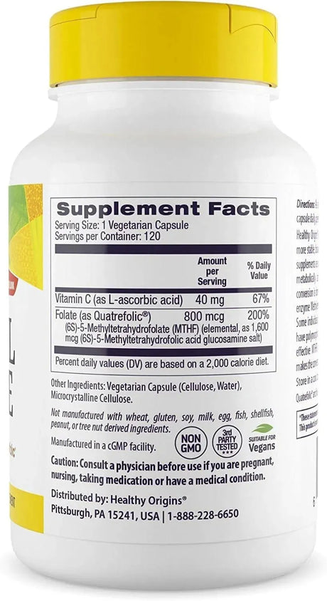 HEALTHY ORIGINS - Healthy Origins Methyl Folate 800mcg 120 Capsulas - The Red Vitamin MX - Suplementos Alimenticios - {{ shop.shopifyCountryName }}