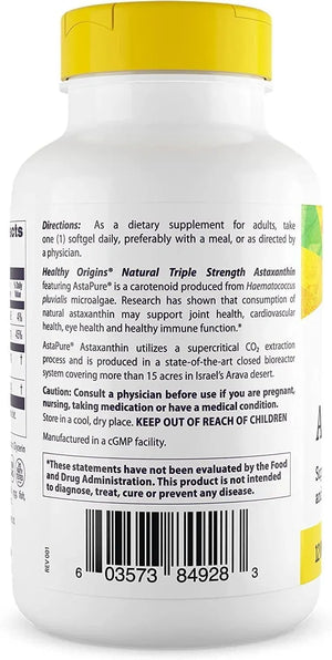 HEALTHY ORIGINS - Healthy Origins Triple Strength Astaxanthin 12Mg. 150 Capsulas Blandas - The Red Vitamin MX - Suplementos Alimenticios - {{ shop.shopifyCountryName }}