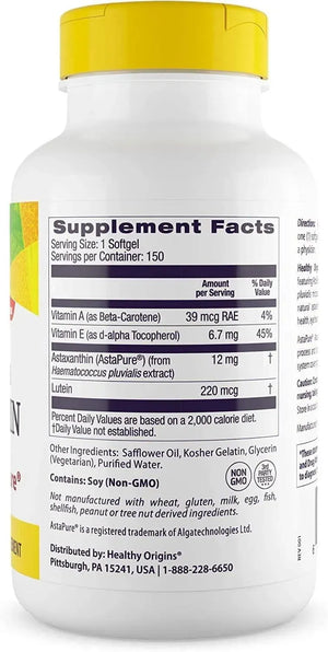 HEALTHY ORIGINS - Healthy Origins Triple Strength Astaxanthin 12Mg. 150 Capsulas Blandas - The Red Vitamin MX - Suplementos Alimenticios - {{ shop.shopifyCountryName }}