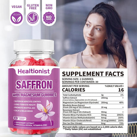 HEALTIONIST - Healtionist Saffron with Magnesium Gummies 60 Gomitas - The Red Vitamin MX - Suplementos Alimenticios - {{ shop.shopifyCountryName }}