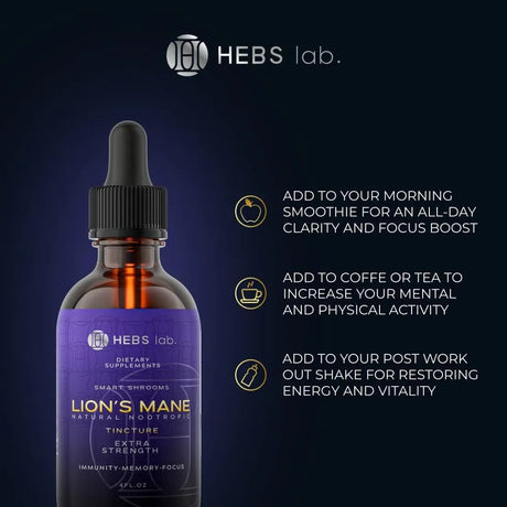 HEBS LAB - HEBS LAB Lions Mane Mushroom Supplement 4 Fl. Oz. - The Red Vitamin MX - Suplementos Alimenticios - {{ shop.shopifyCountryName }}