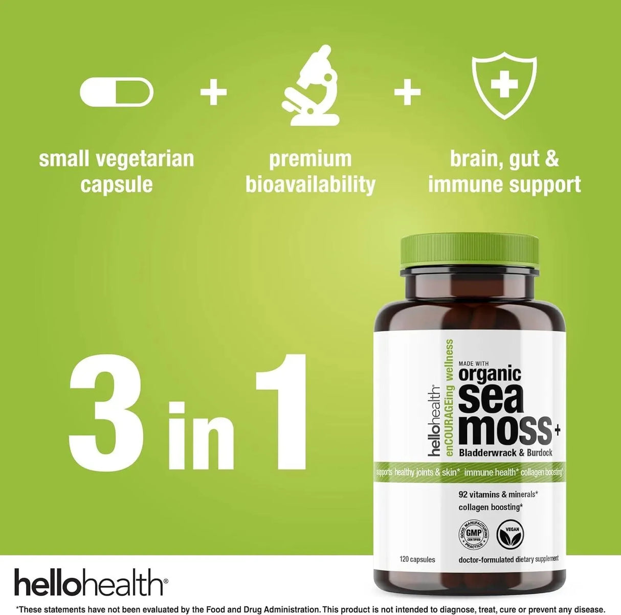 HELLO HEALTH - Hello Health Organic Irish Sea Moss 120 Capsulas - The Red Vitamin MX - Suplementos Alimenticios - {{ shop.shopifyCountryName }}