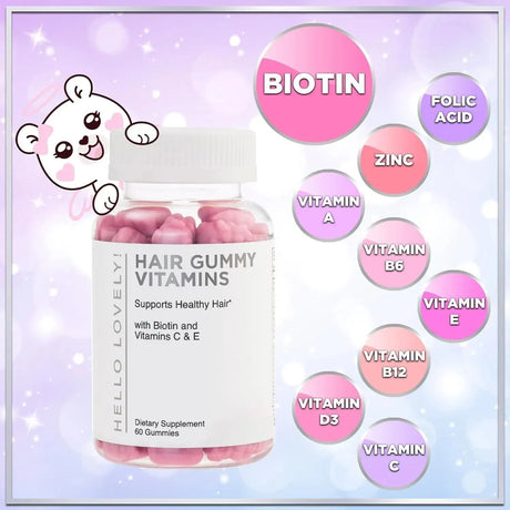HELLO LOVELY! - Hello Lovely! Hair Vitamins Gummies with Biotin 5000 mcg Vitamin E & C 60 Gomitas - The Red Vitamin MX - Suplementos Alimenticios - {{ shop.shopifyCountryName }}