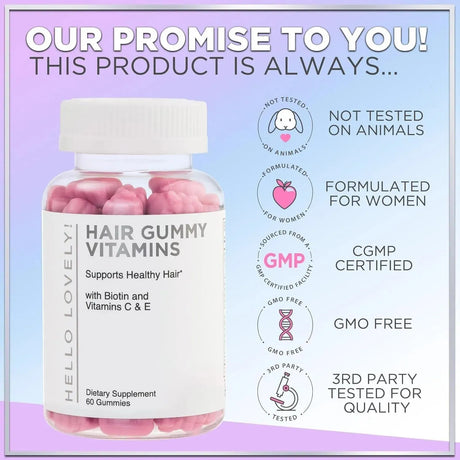 HELLO LOVELY! - Hello Lovely! Hair Vitamins Gummies with Biotin 5000 mcg Vitamin E & C 60 Gomitas - The Red Vitamin MX - Suplementos Alimenticios - {{ shop.shopifyCountryName }}