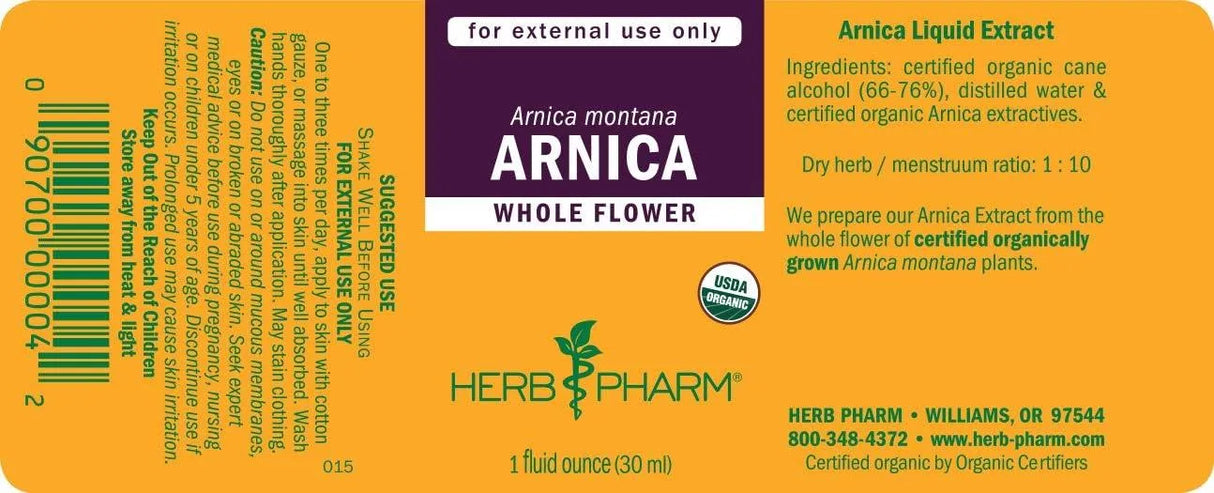 HERB PHARM - Herb Pharm Certified Organic Arnica Liquid Extract 1 Fl.Oz. - The Red Vitamin MX - Suplementos Alimenticios - {{ shop.shopifyCountryName }}