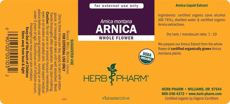 HERB PHARM - Herb Pharm Certified Organic Arnica Liquid Extract 4 Fl.Oz. - The Red Vitamin MX - Suplementos Alimenticios - {{ shop.shopifyCountryName }}