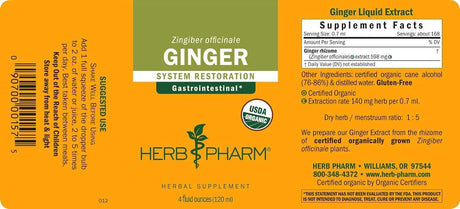 HERB PHARM - Herb Pharm Certified Organic Ginger Liquid Extract 120Ml. - The Red Vitamin MX - Suplementos Alimenticios - {{ shop.shopifyCountryName }}