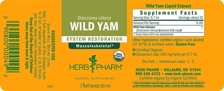 HERB PHARM - Herb Pharm Certified Organic Wild Yam Liquid Extract 30Ml. - The Red Vitamin MX - Suplementos Alimenticios - {{ shop.shopifyCountryName }}