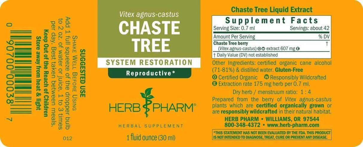 HERB PHARM - Herb Pharm Chaste Tree Liquid Extract 30Ml. - The Red Vitamin MX - Suplementos Alimenticios - {{ shop.shopifyCountryName }}