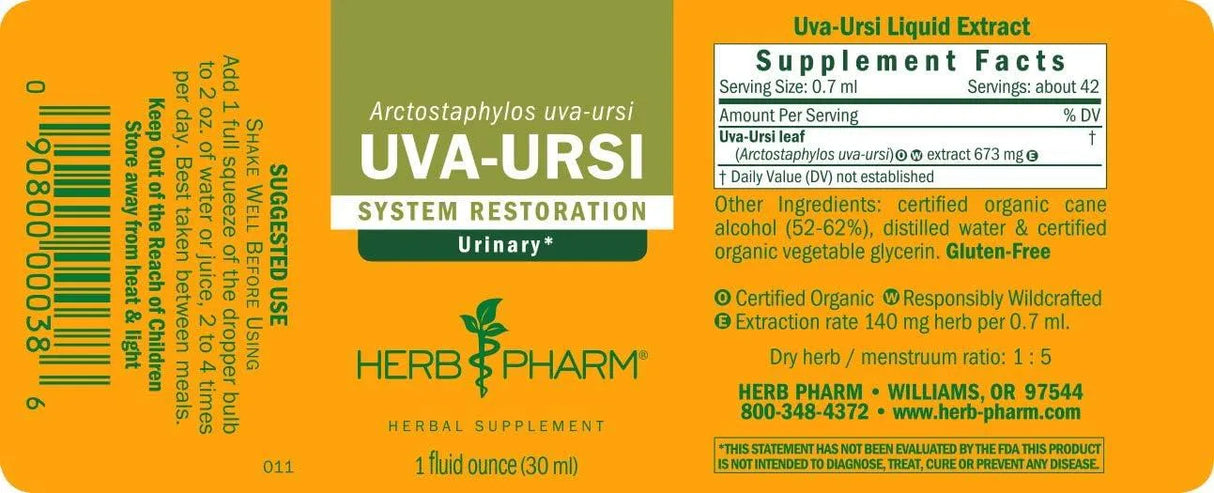 HERB PHARM - Herb Pharm Uva Ursi Liquid ExtraCount for Urinary System Support 1 Fl.Oz. - The Red Vitamin MX - Suplementos Alimenticios - {{ shop.shopifyCountryName }}