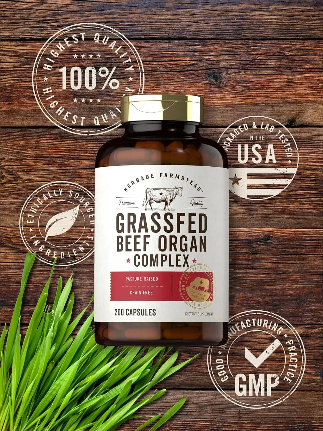 HERBAGE FARMSTEAD - Herbage Farmstead Grass Fed Beef Organ Complex 200 Capsulas - The Red Vitamin MX - Suplementos Alimenticios - {{ shop.shopifyCountryName }}