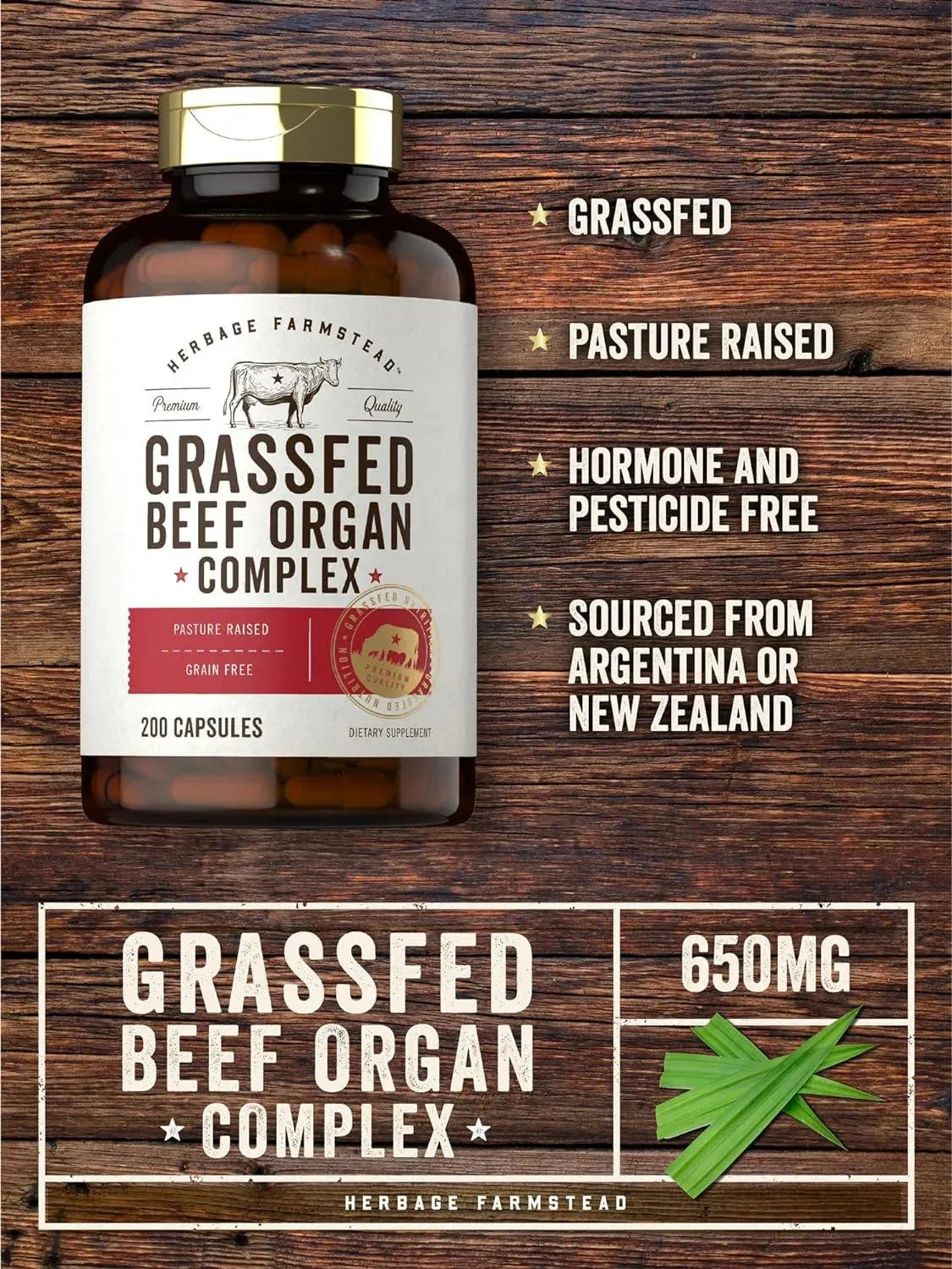 HERBAGE FARMSTEAD - Herbage Farmstead Grass Fed Beef Organ Complex 200 Capsulas - The Red Vitamin MX - Suplementos Alimenticios - {{ shop.shopifyCountryName }}