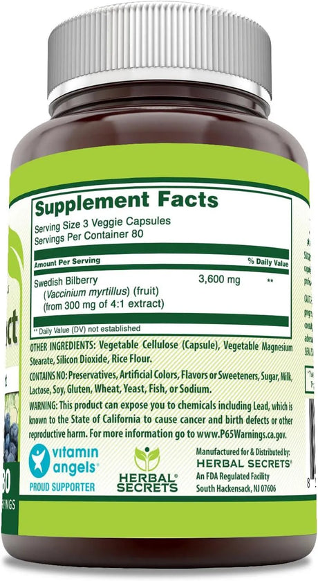 HERBAL SECRETS - Herbal Secrets Bilberry Extract 3600Mg. 240 Capsulas - The Red Vitamin MX - Suplementos Alimenticios - {{ shop.shopifyCountryName }}