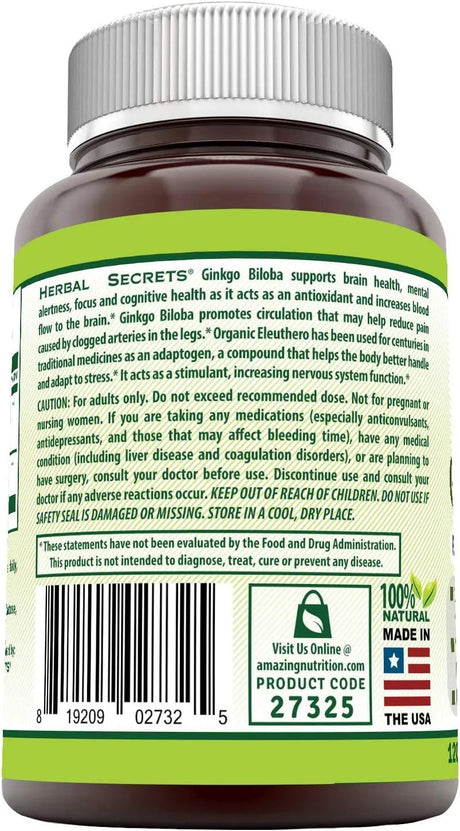 HERBAL SECRETS - Herbal Secrets Ginkgo Biloba 120Mg. 120 Capsulas - The Red Vitamin MX - Suplementos Alimenticios - {{ shop.shopifyCountryName }}